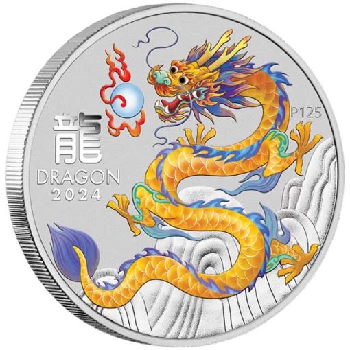 2024 (New) Australian Year of the Dragon Lunar Yellow Dragon Melbourne Money Expo ANDA Special Silver 1 oz Color Coin - Image 3