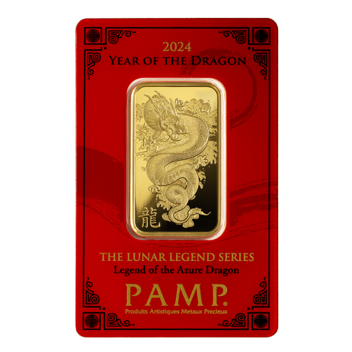 【3 Day Ship】2024 (New) Pamp Swiss Legend of the Azure Lunar Dragon Gold 1 oz Bar