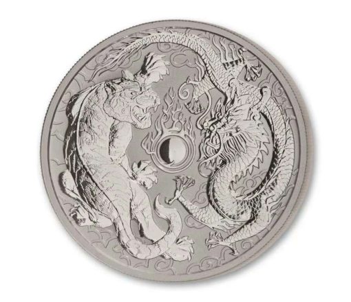 2018年 (新品) オーストラリア「ドラゴンとタイガー・龍と虎」純銀 1オンス 銀貨 (NGC MS70) - 画像 (2)