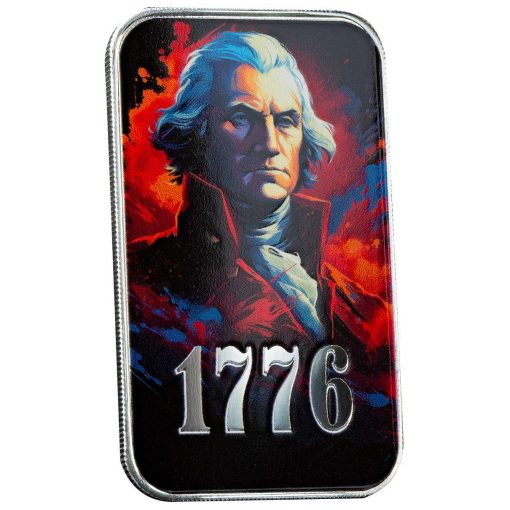 (New) USA 1776 Washington Silver 1 oz Color Bar - Image 3