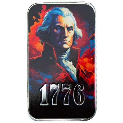 (New) USA 1776 Washington Silver 1 oz Color Bar