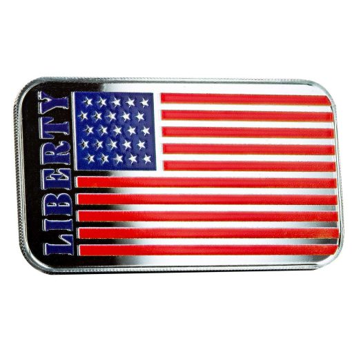 (New) USA Liberty Flag Silver 1 oz Color Bar - Image 3