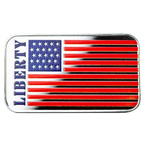 (New) USA Liberty Flag Silver 1 oz Color Bar