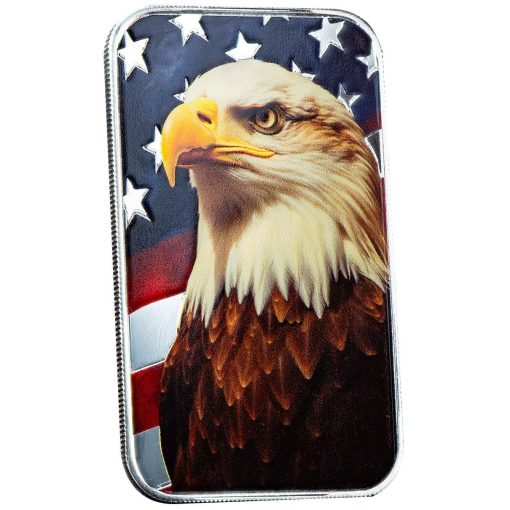 (New) USA Patriotic Bald Eagle Silver 1 oz Color Bar - Image 3