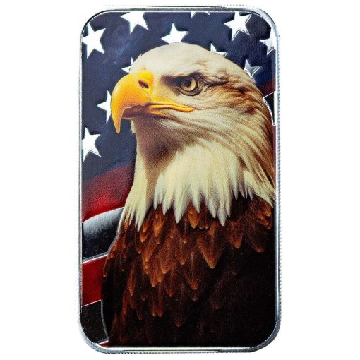 (New) USA Patriotic Bald Eagle Silver 1 oz Color Bar