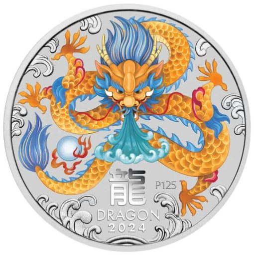 【3 Day Ship】2024 (New) Australian Year of the Dragon Lunar Silver 1 Kilo Color Coin