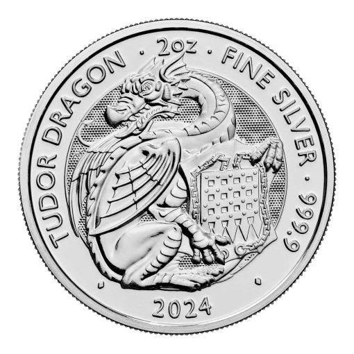 2024 (New) Great Britain The Royal Tudor Beasts The Welsh Dragon Silver 2 oz Coin