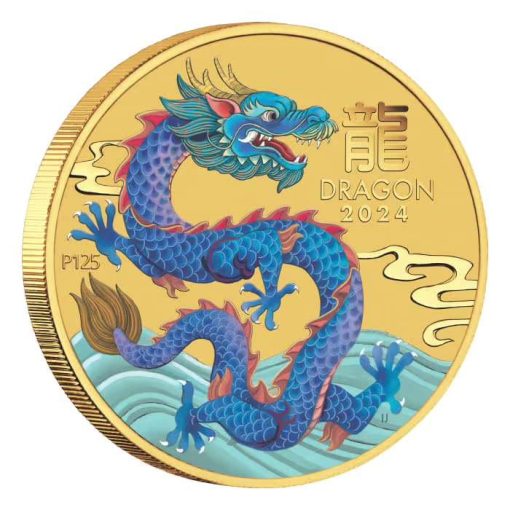 2024 (New) Australia Lunar Series Year of the Dragon Gold 1/20 oz Color Coin - Image 3