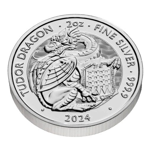 2024 (New) Great Britain The Royal Tudor Beasts The Welsh Dragon Silver 2 oz Coin - Image 4