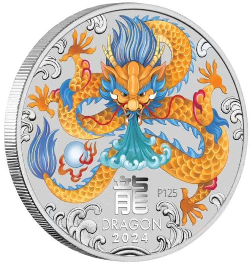 【3 Day Ship】2024 (New) Australian Year of the Dragon Lunar Silver 1 Kilo Color Coin - Image 3