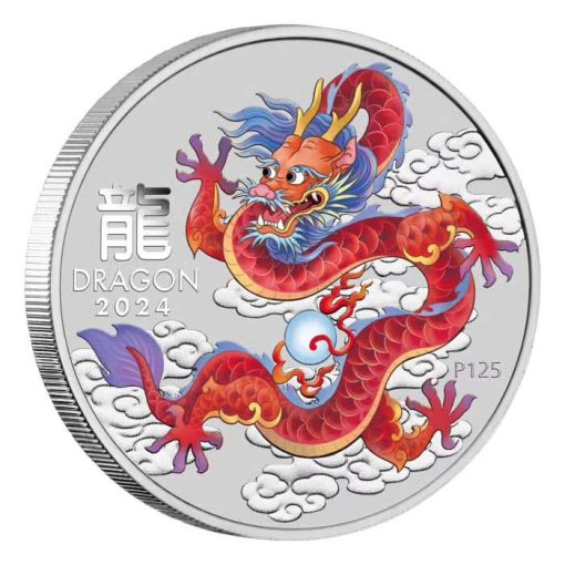 2024 (New) Australian Lunar Year of the Dragon Red Dragon Silver 1 oz Color Coin - Image 3