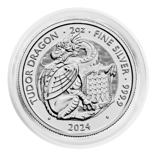 2024 (New) Great Britain The Royal Tudor Beasts The Welsh Dragon Silver 2 oz Coin - Image 6