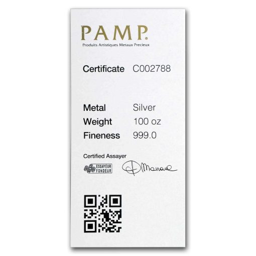 【3 Day Ship】(New) Swiss Pamp Silver 100 oz Cast Bar - Image 5