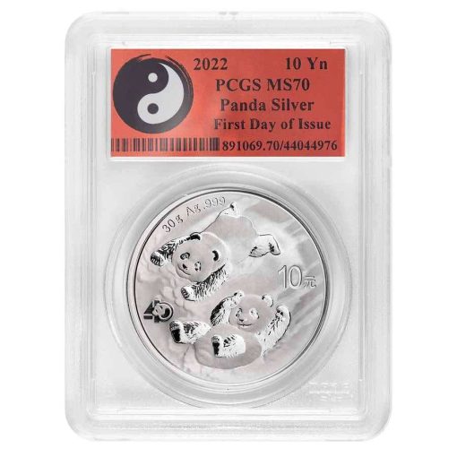 2022年 (新品) 中国「パンダ」純銀 30グラム PCGS MS70 銀貨