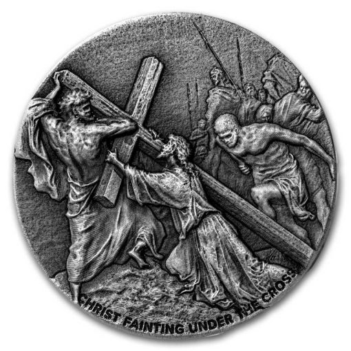 2024 (New) Bible Series Christ Fainting Under the Cross Silver 2 oz Antique Coin