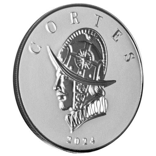 2024 (New) Liberia The Commander's Series Hernan Cortes Silver 5 oz Coin - Image 3