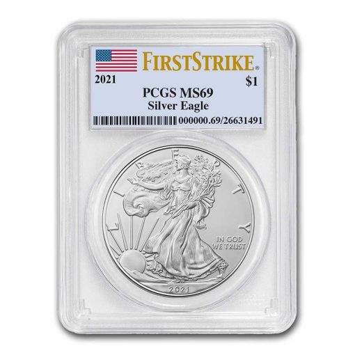 2021年 (新品) アメリカ「イーグル・ウオーキング リバティ」(タイプ１) 純銀 1オンス 銀貨 PCGS MS69 (ファーストストライク®)