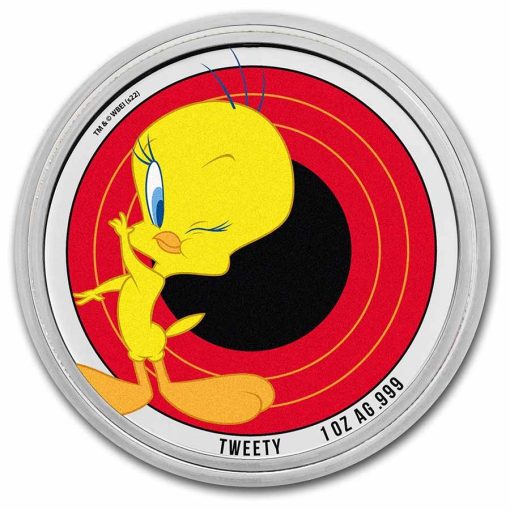 2023 (New) Samoa Looney Tunes Tweety Silver 1 oz Color Coin - Image 3