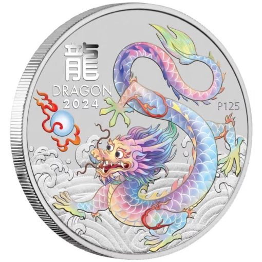 2024 (New) Australian Year of the Dragon Lunar White Dragon Brisbane Money Expo ANDA Special Silver 1 oz Color Coin - Image 4