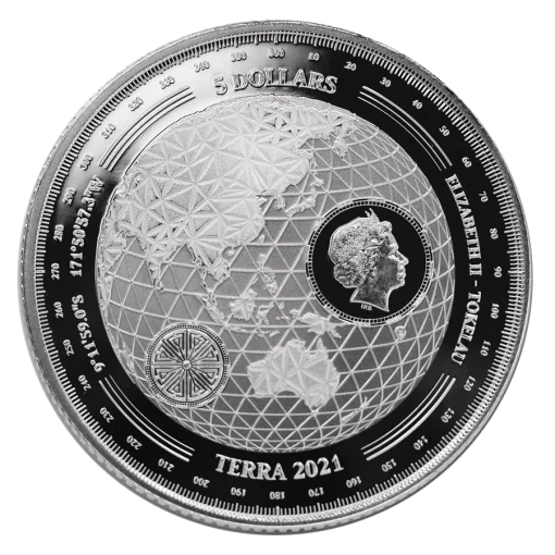 2021年 (新品) トケラウ「地球・テラ」純銀 1オンス 銀貨 - 画像 (2)