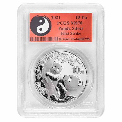 2021年 (新品) 中国「パンダ」純銀 30グラム 銀貨 MS70 PCGS (ファーストストライク)