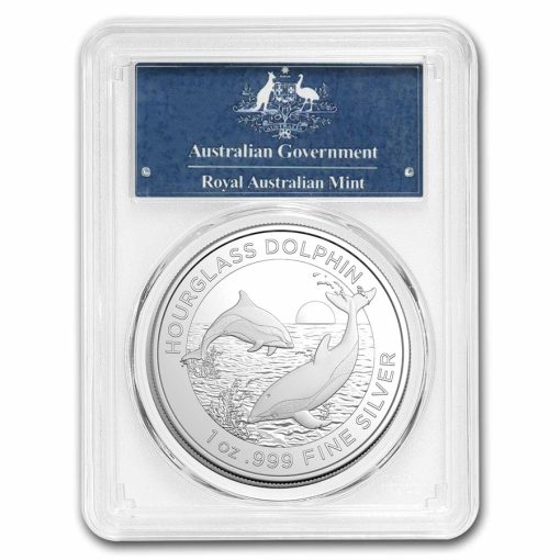 2024年 (新品) オーストラリア「ダンダラカマイルカ・ドルフィン」純銀 1オンス 銀貨 PCGS MS70 (ファーストストライク)