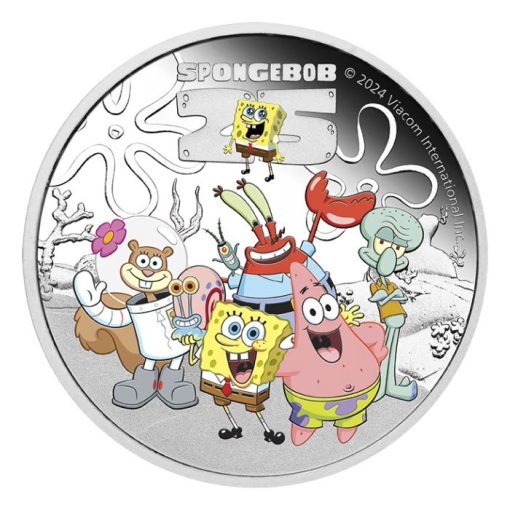 2024 (New) Tuvalu SpongeBob SquarePants SpongeBob and Friends Silver 1 oz Color Proof Coin - Image 2