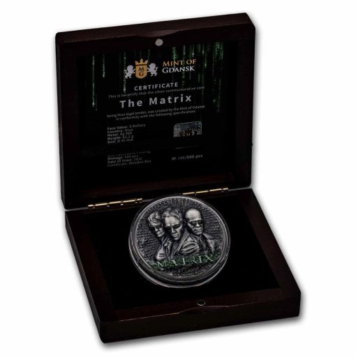 2022 (New) Niue The Matrix Silver 2 oz High Relief Antiqued Proof Coin